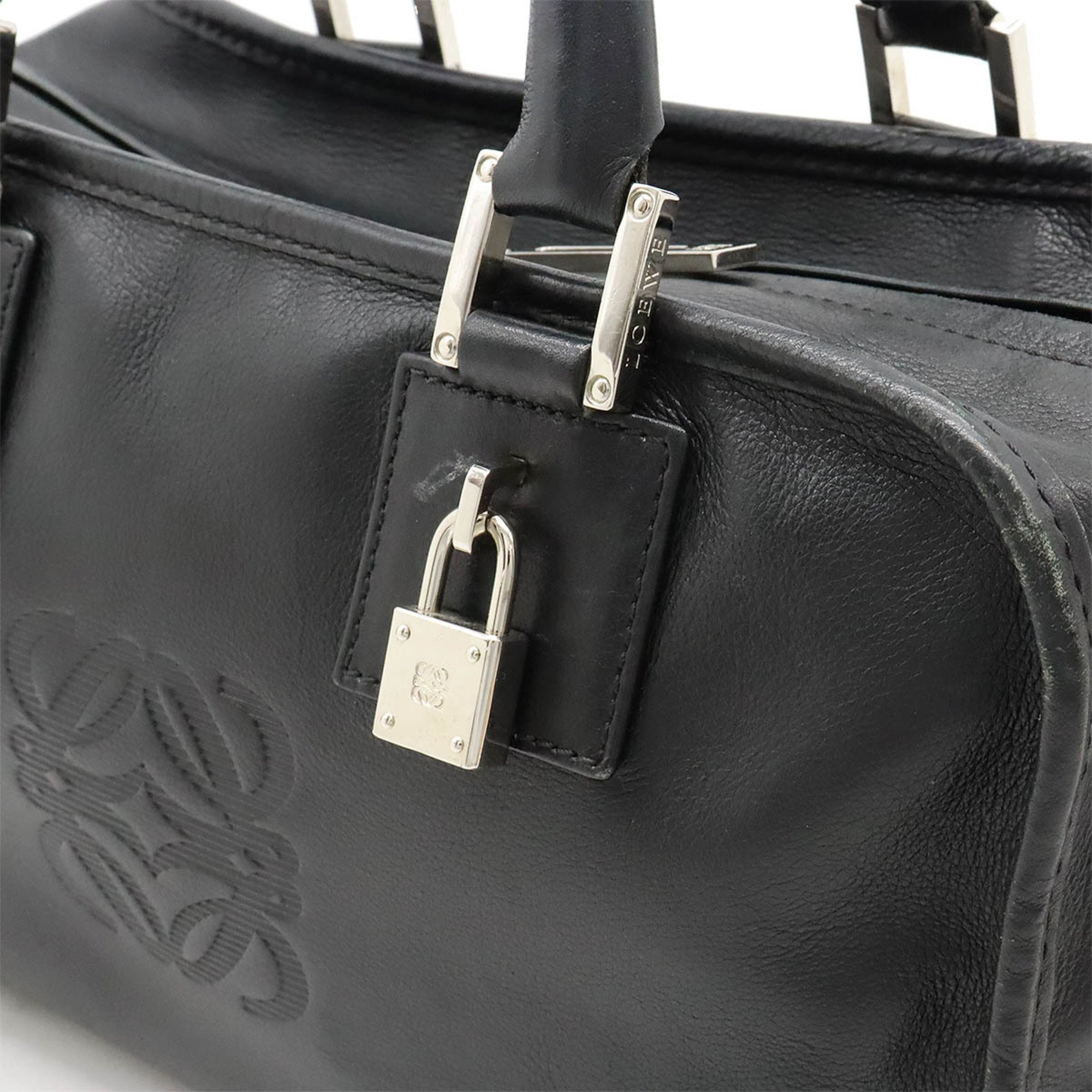 LOEWE Amazona 28 Anagram Handbag Boston Bag Leather Black