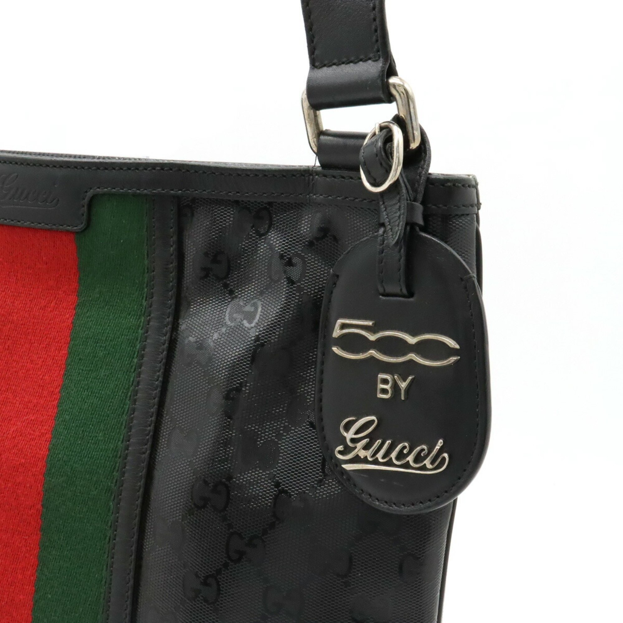 GUCCI GG Impreme Sherry Line FIAT 500 Fiat Collaboration Shoulder Bag PVC Leather Black 269379