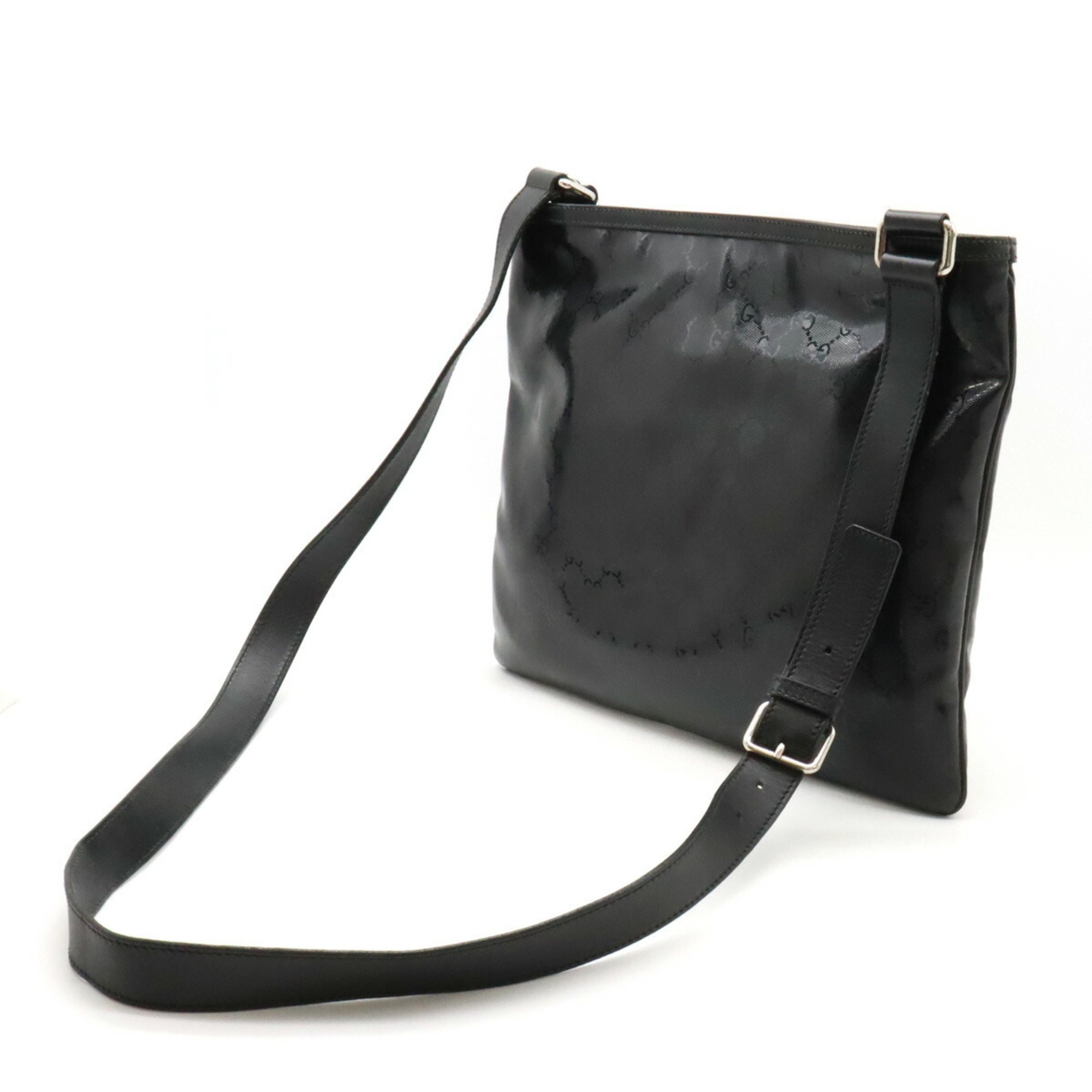 GUCCI GG Impreme Sherry Line FIAT 500 Fiat Collaboration Shoulder Bag PVC Leather Black 269379