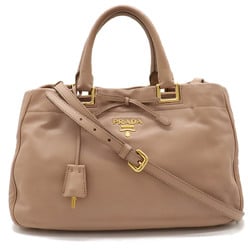 PRADA Prada Bow Handbag Tote Bag Soft Calf Leather CAMMEO Pink Beige Purchased at an Overseas Boutique BN2244