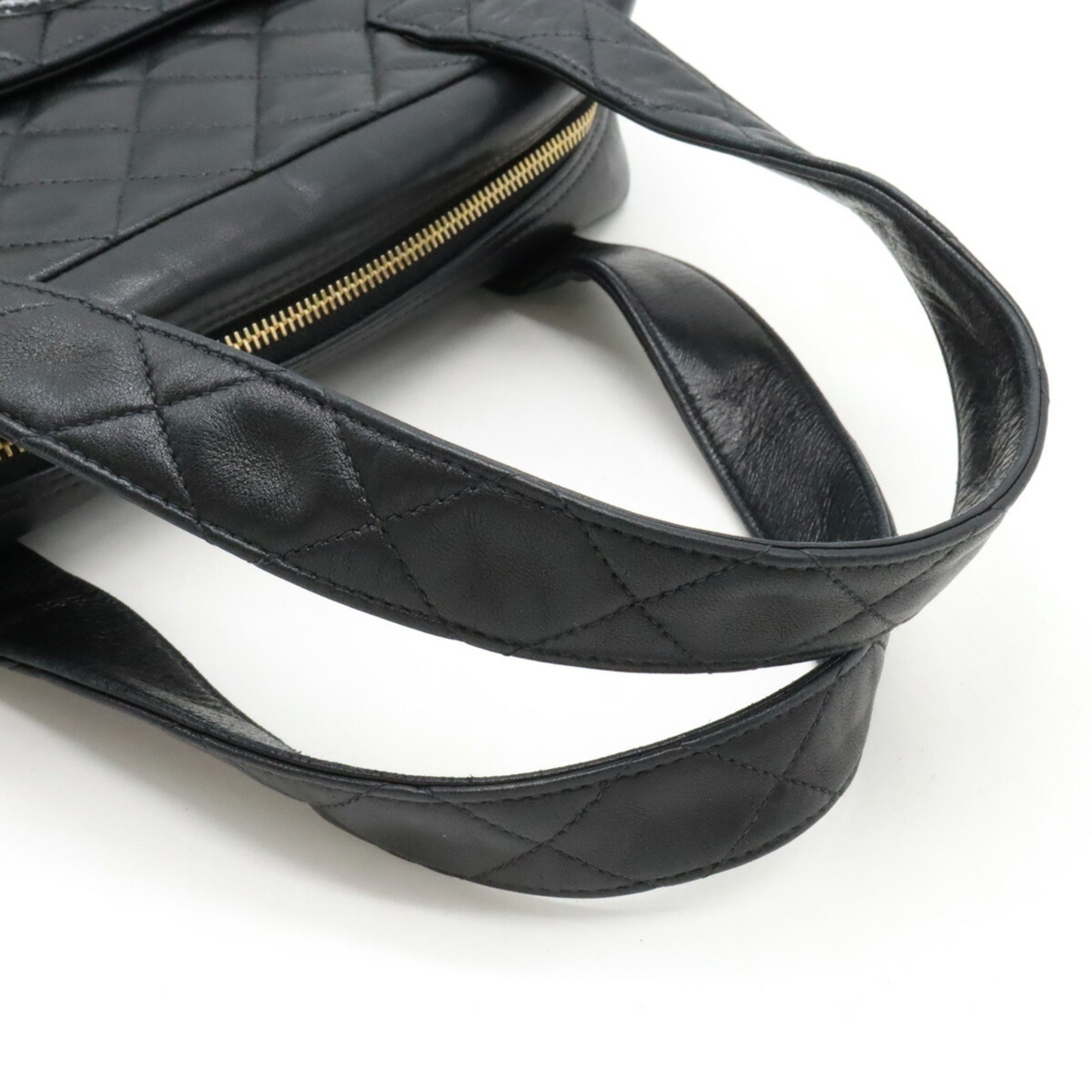 CHANEL Chanel Matelasse Coco Mark Handbag Leather Enamel Black