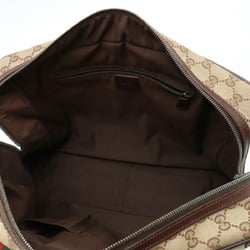 GUCCI Gucci GG Canvas Sherry Line Tote Bag Shoulder Leather Khaki Beige Dark Brown 189753