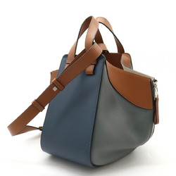 LOEWE Hammock Bag Small Handbag Shoulder 6WAY Leather Tan Blue Light