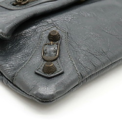 BALENCIAGA Giant Envelope Shoulder Bag Clutch Leather Grey 438787