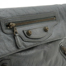 BALENCIAGA Giant Envelope Shoulder Bag Clutch Leather Grey 438787