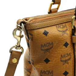 MCM Glam Tote Bag Shoulder PVC Leather Cognac Brown Camel