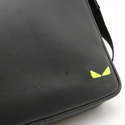 FENDI Bugs Eye Monster Shoulder Bag Leather Black Neon Yellow 7V61