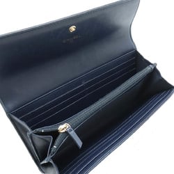 CHANEL Boy Chanel Matelasse Coco Mark Bi-fold Long Wallet Lambskin Leather Navy A80286