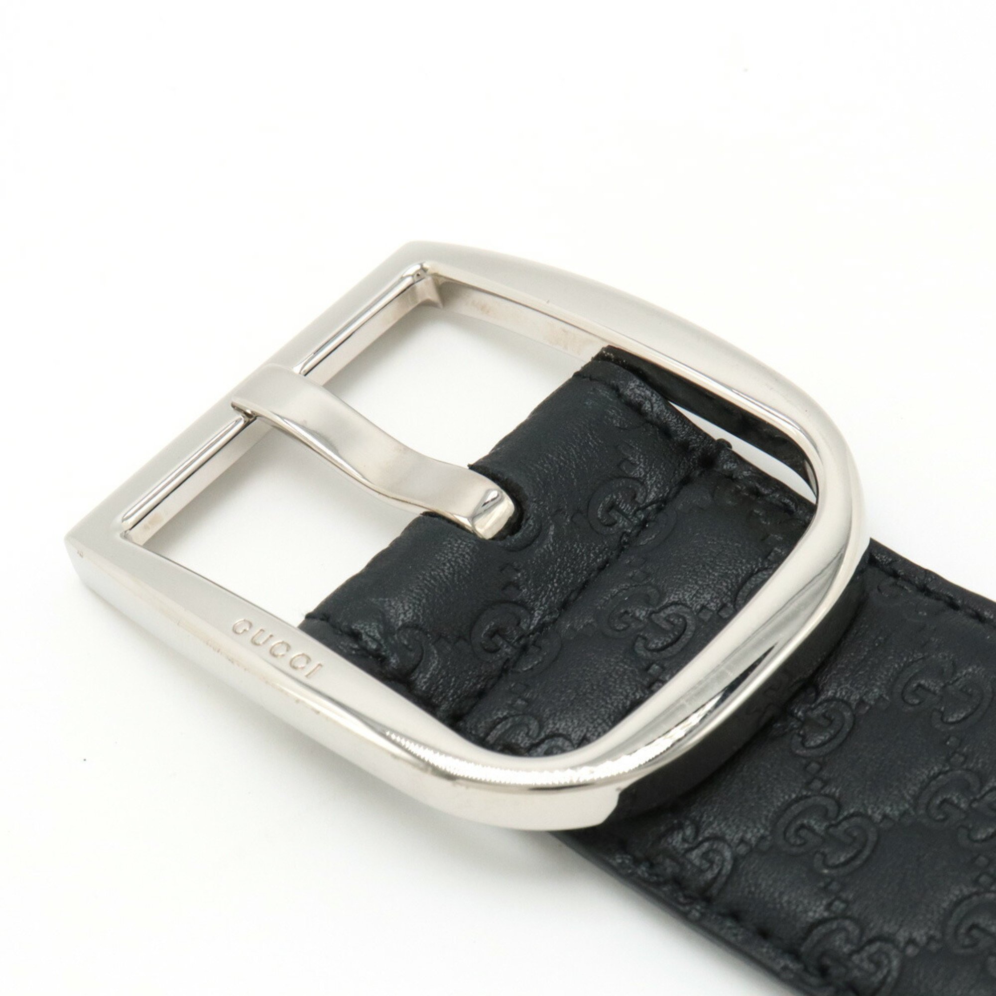 GUCCI Micro Guccissima Belt Leather Black #95 449716