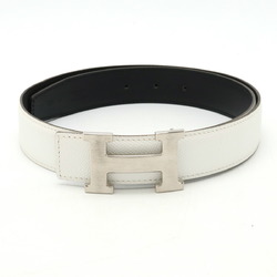 HERMES Constance H-belt, reversible, Epsom leather, Swift, white, black, #80, K stamp