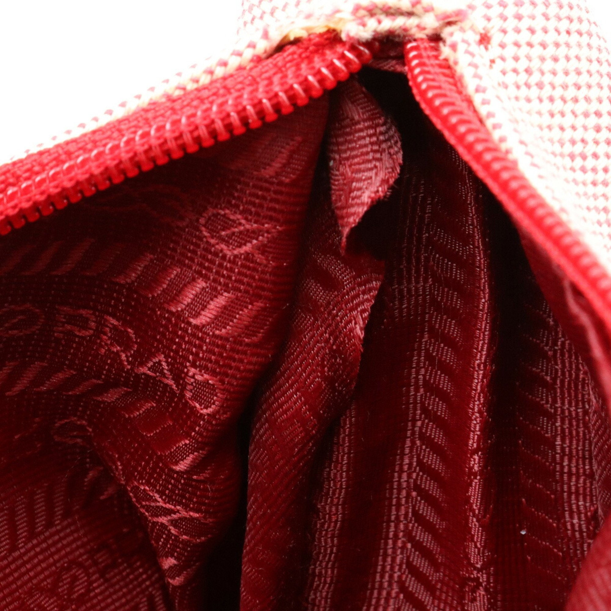 PRADA Prada Sport Pouch Handbag Canvas Nylon Red Beige MV515
