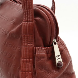CHANEL Unlimited Embossed Boston Bag Tote Shoulder Leather Bordeaux 6123