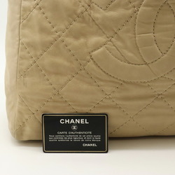 CHANEL Wild Stitch Coco Mark Chain Tote Bag Shoulder Nubuck Beige