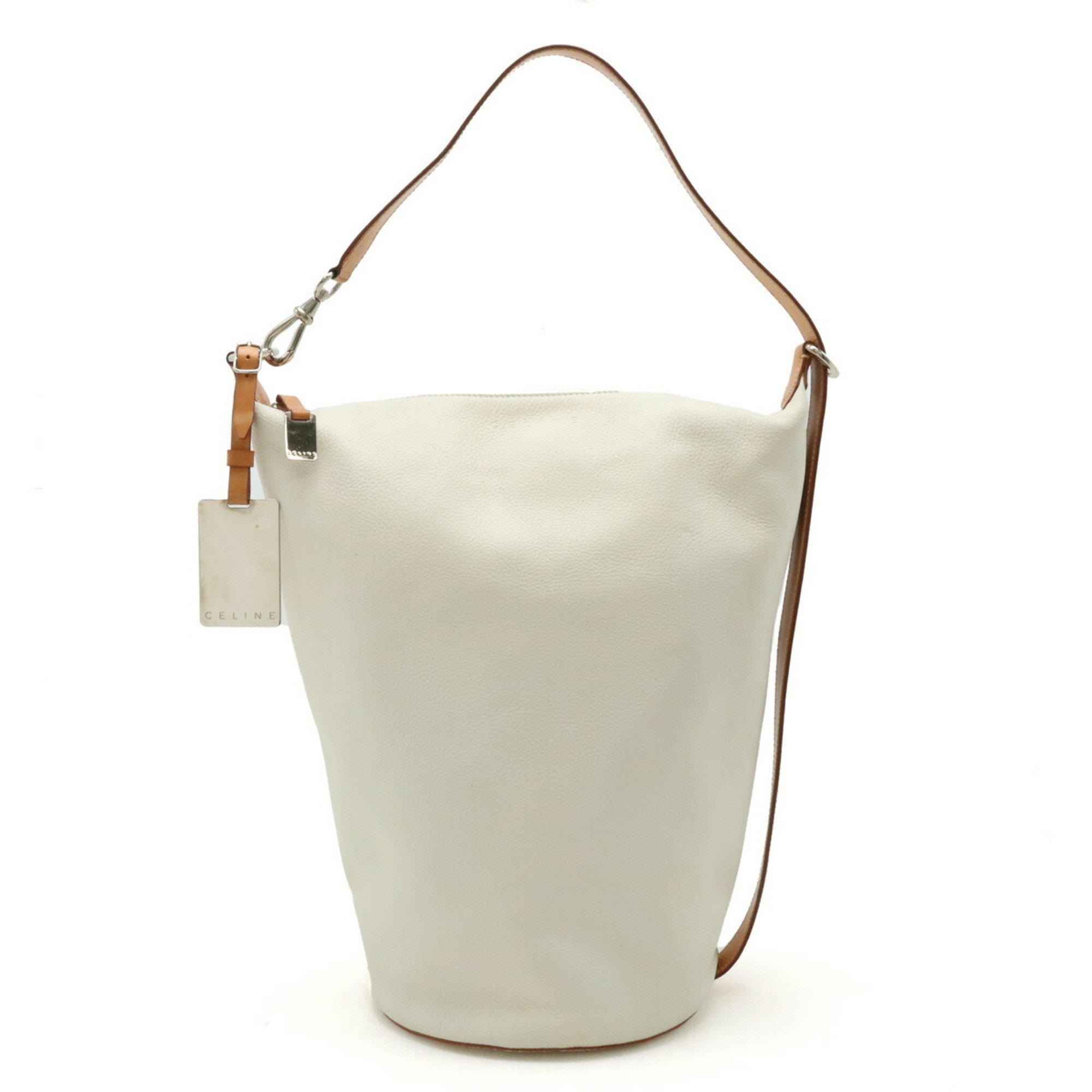CELINE Shoulder bag, bucket style, leather, ivory