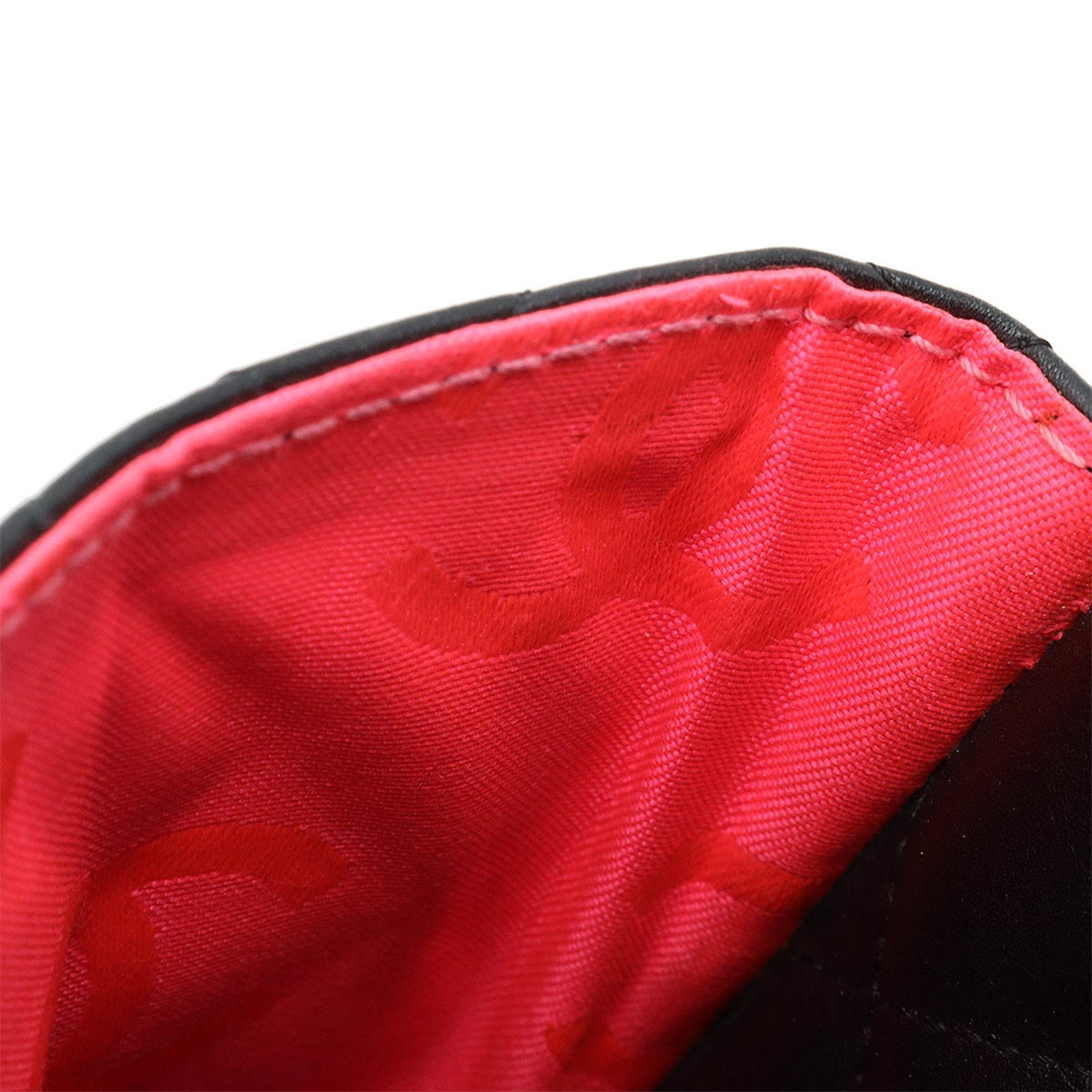 CHANEL Cambon Line Coco Mark Shoulder Bag Pouch Pochette Leather Black White A28124
