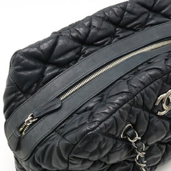 CHANEL Bubble Quilt Coco Mark Chain Shoulder Bag Leather Black