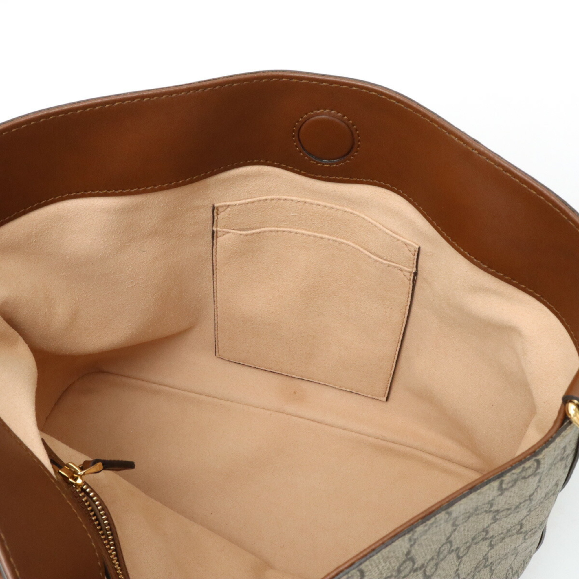 GUCCI GG Supreme handbag tote bag PVC leather beige brown 473887