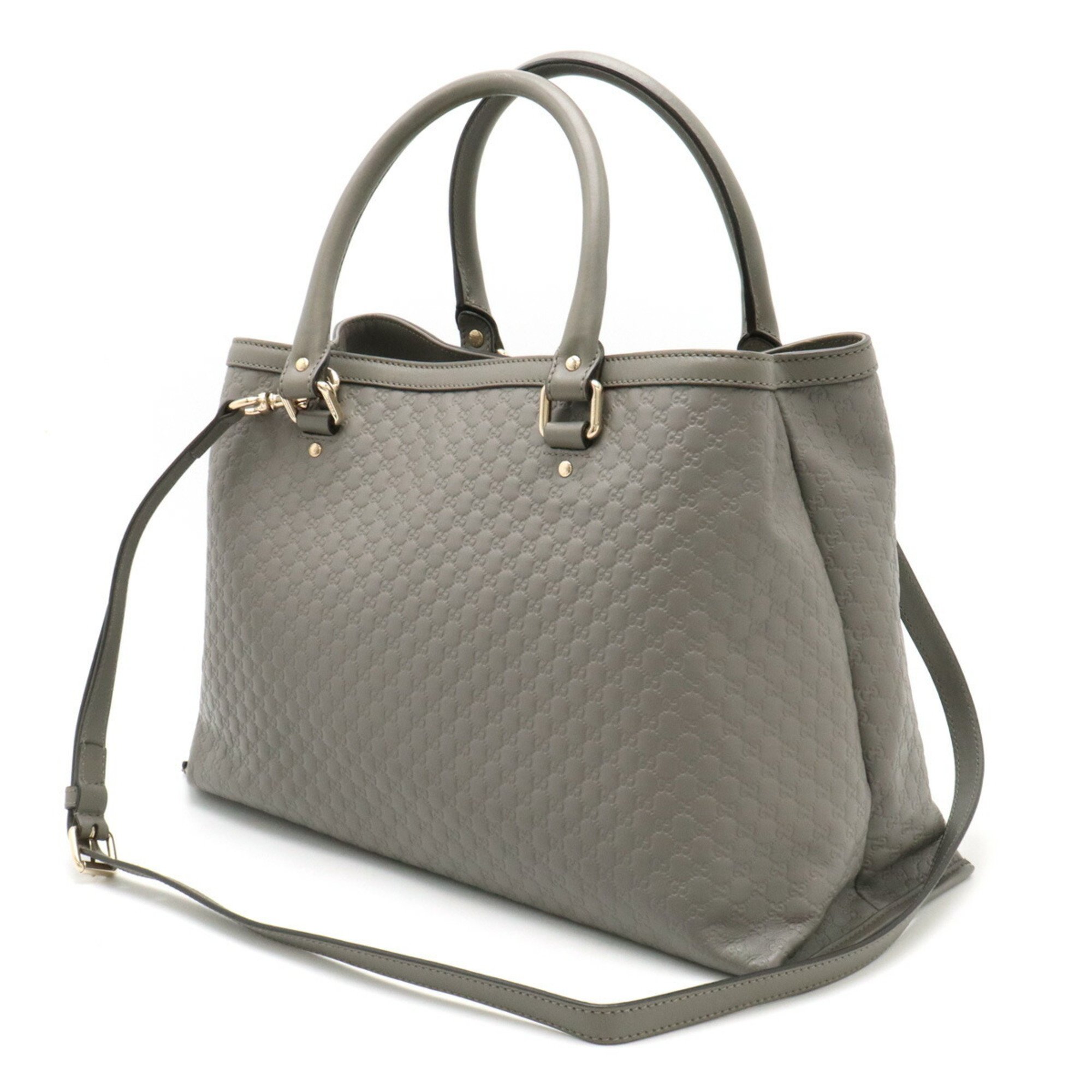 GUCCI Micro Guccissima Tote Bag Handbag Shoulder Leather Gray 510291
