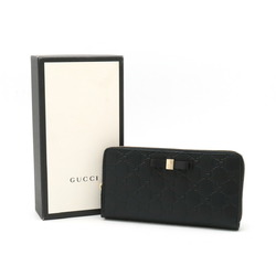 GUCCI Guccissima ribbon motif round long wallet leather black 388680