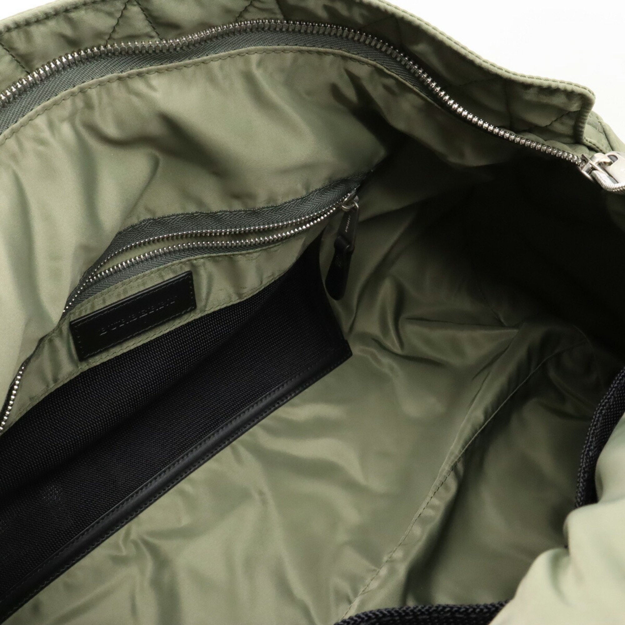 BURBERRY Boston bag, travel nylon, leather, khaki, black