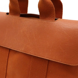 HERMES Valparaiso PM Handbag Tote Bag Toile Chevron Leather Orange