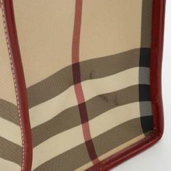 BURBERRY Check pattern tote bag shoulder PVC leather beige bordeaux black