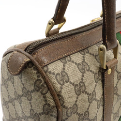 GUCCI Old Gucci GG Plus Sherry Line Handbag Boston Bag PVC Leather Beige Khaki Brown 010.47.301