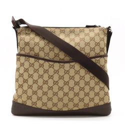 GUCCI GG canvas shoulder bag, punched leather, khaki beige, dark brown, 145857