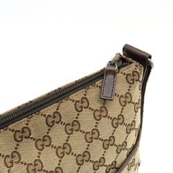 GUCCI GG canvas shoulder bag, punched leather, khaki beige, dark brown, 145857