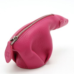 LOEWE Animal Collection Bear Coin Case Purse Leather Fuchsia Pink