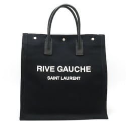SAINT LAURENT PARIS YSL Yves Saint Laurent RIVE GAUCHE Tote Bag Canvas Leather Black 631382