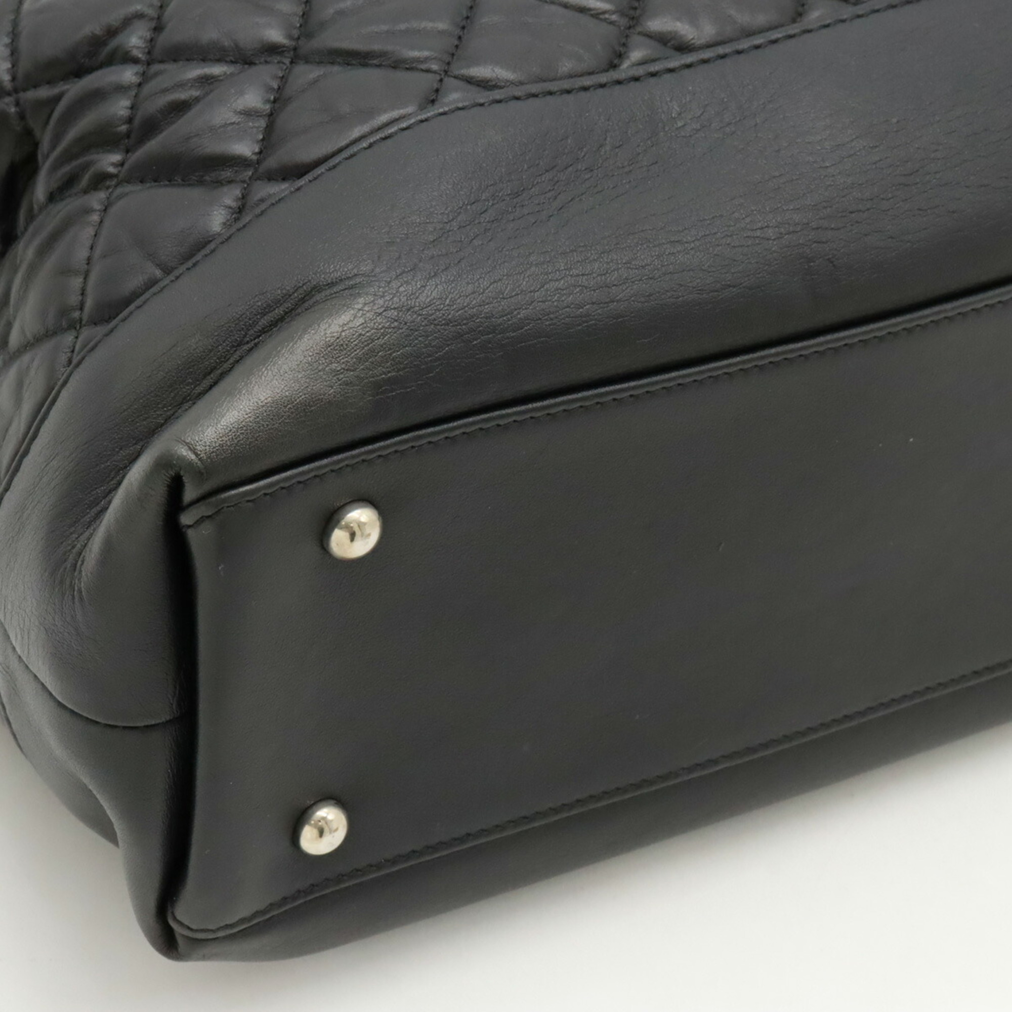 CHANEL Coco Mark Matelasse Portobello Tote Bag Chain Shoulder Leather Black