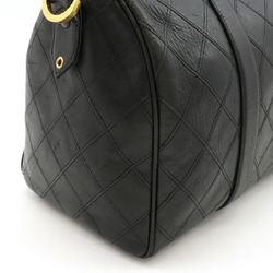 CHANEL Bicolor Coco Mark Handbag Boston Bag Leather Black