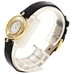 Chopard 20 4802 Happy Diamonds Watch, 18K Yellow Gold, Leather, Women's