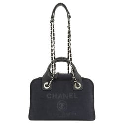 Chanel Deauville Bowling Bag Handbag Canvas Women's