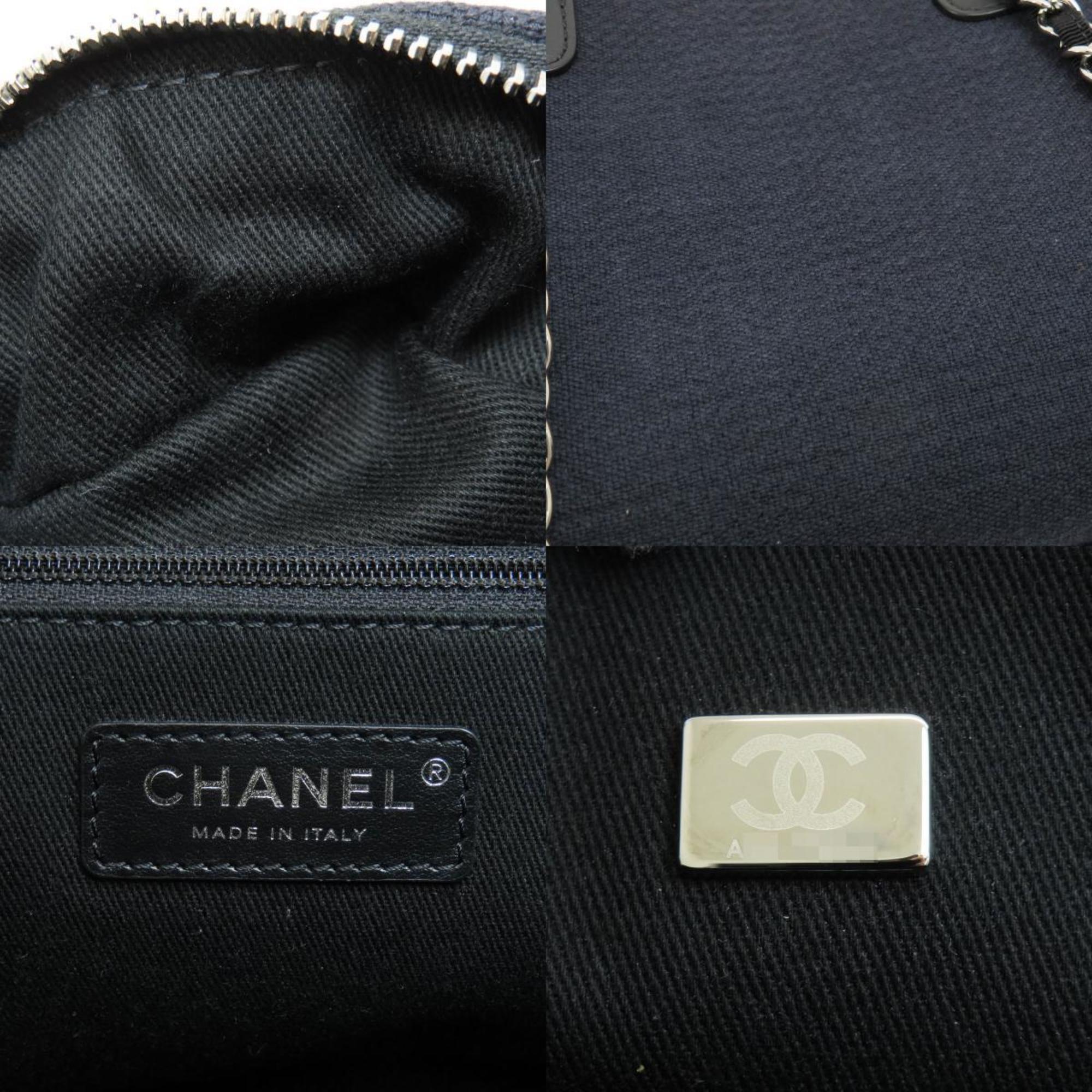 Chanel Deauville Bowling Bag Handbag Canvas Women's