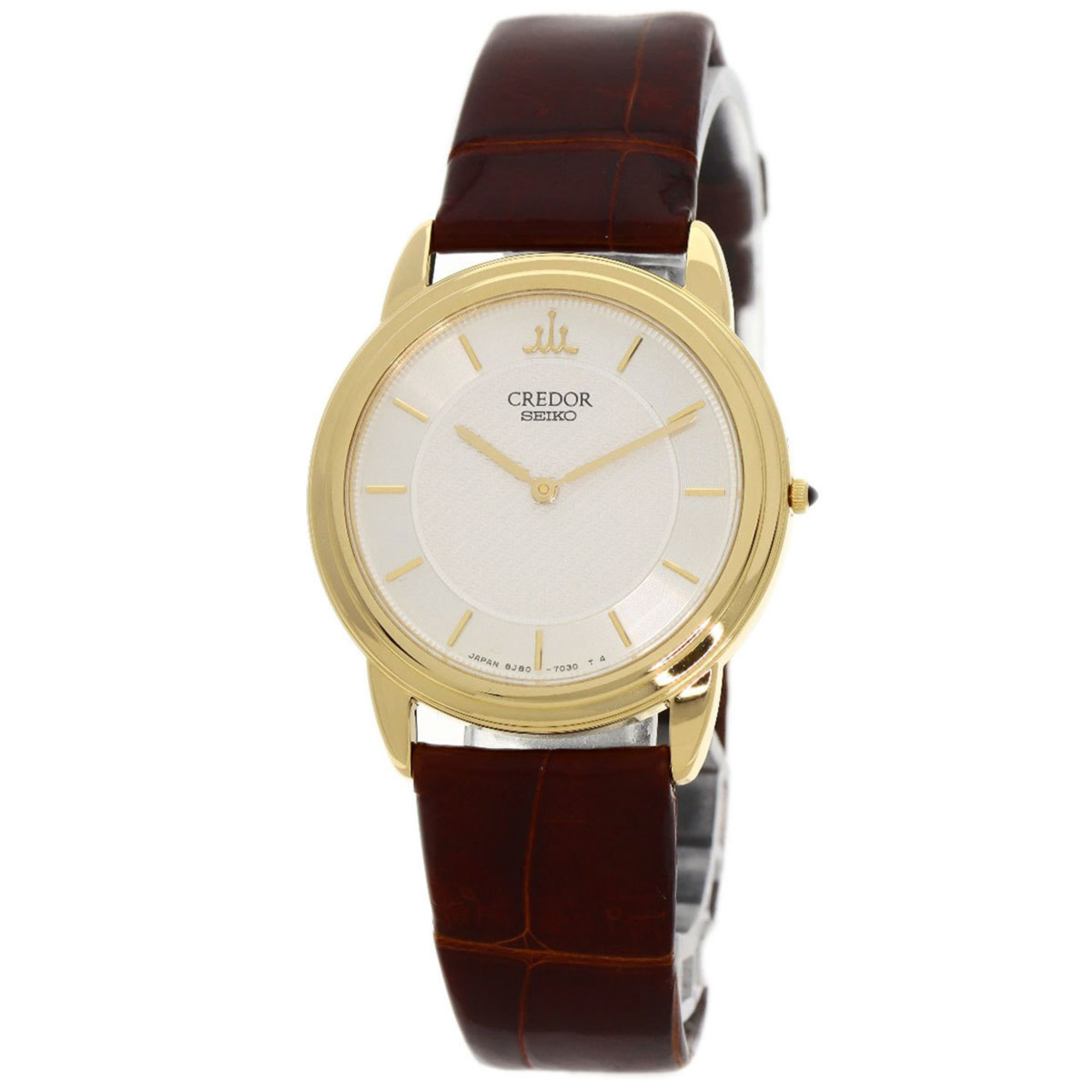 Seiko GTAW012 8J80-7020 Wristwatch, 18K Yellow Gold, Leather, Men's