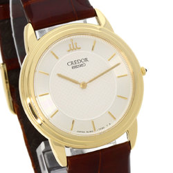 Seiko GTAW012 8J80-7020 Wristwatch, 18K Yellow Gold, Leather, Men's