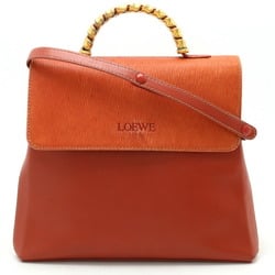 LOEWE Velazquez Twist Handbag Shoulder Bag Bicolor Leather Terracotta Orange