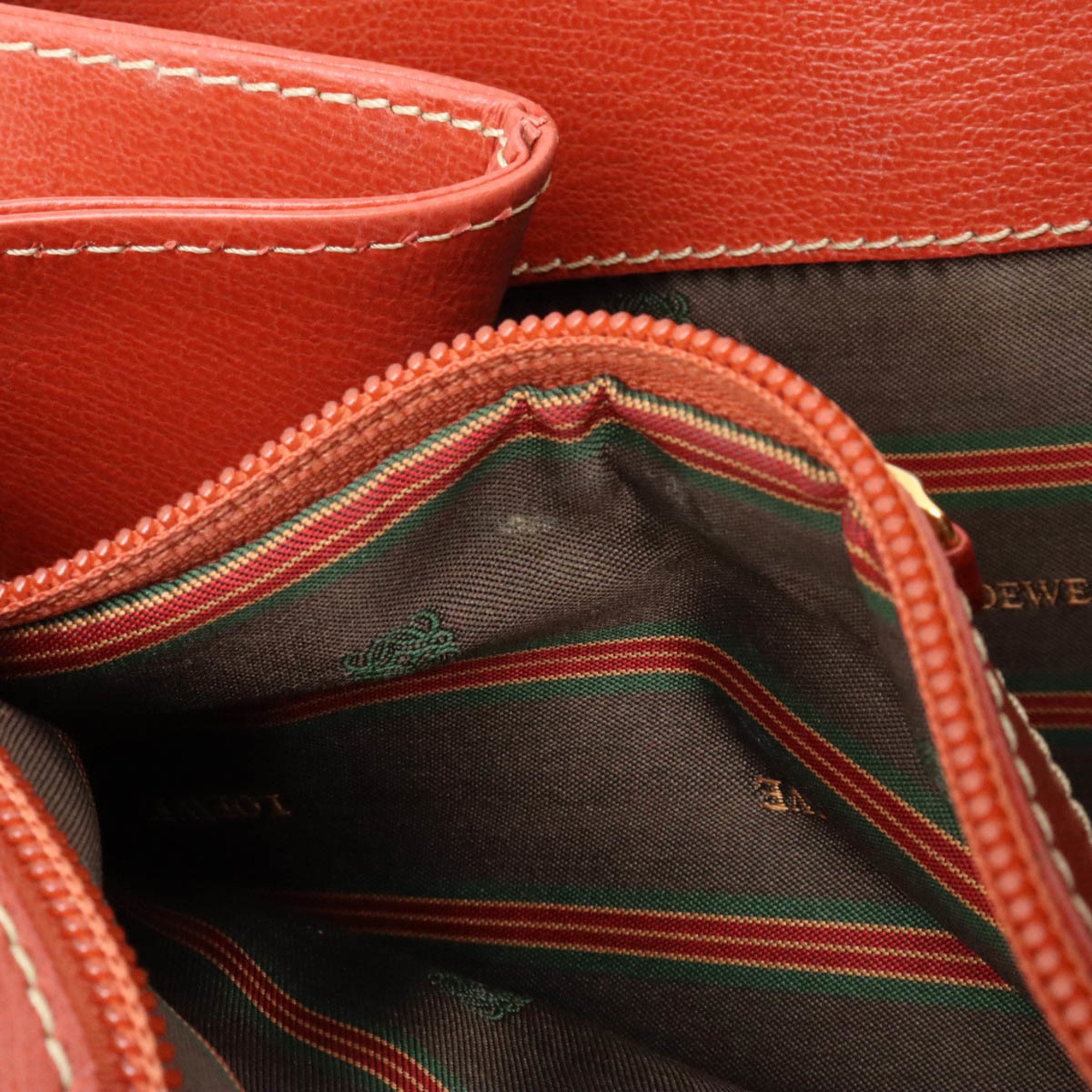 LOEWE Velazquez Twist Handbag Shoulder Bag Bicolor Leather Terracotta Orange