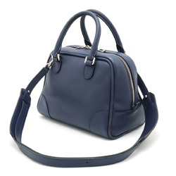 LOEWE Amazona 75 Small Anagram Handbag Bag Shoulder Leather Navy