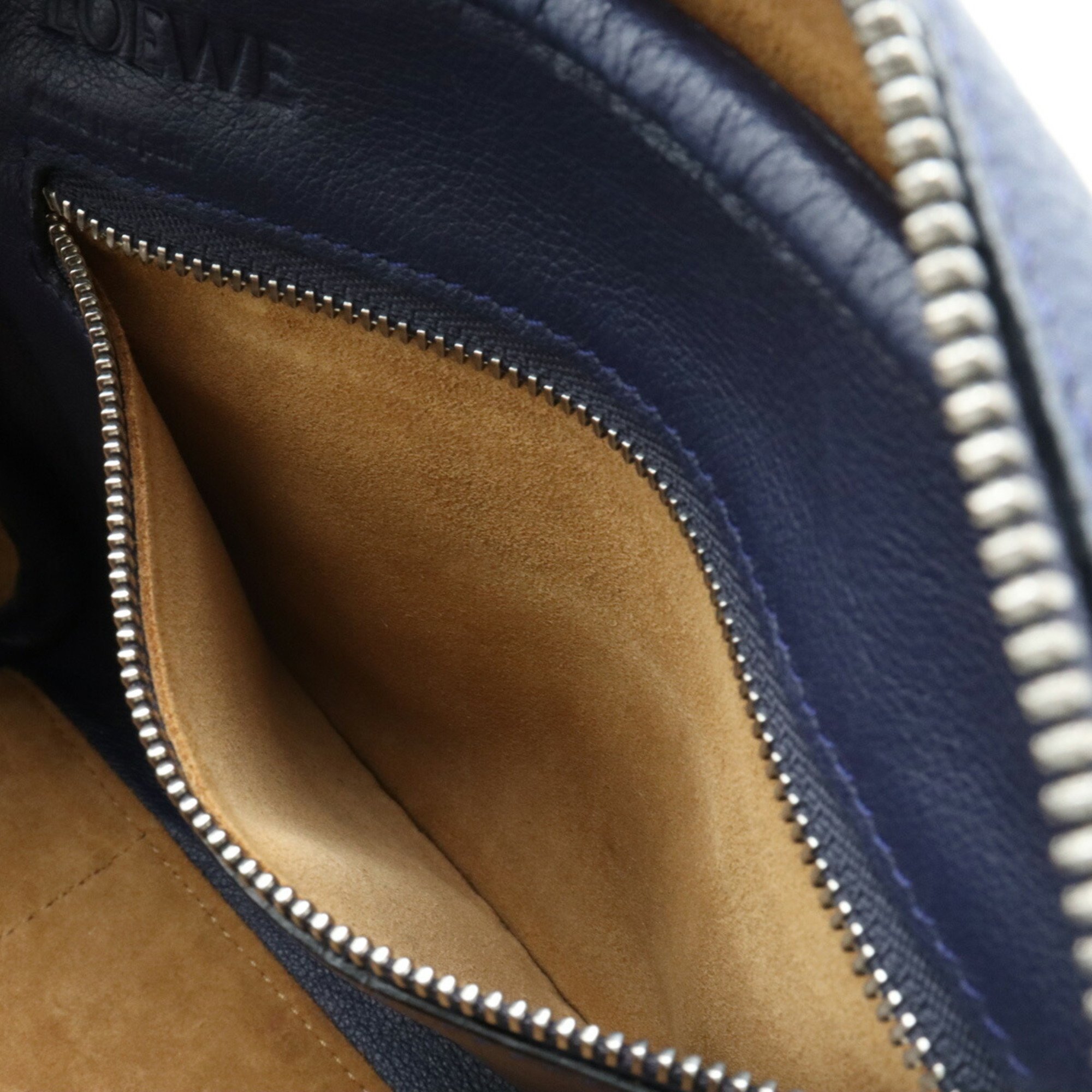 LOEWE Amazona 75 Small Anagram Handbag Bag Shoulder Leather Navy