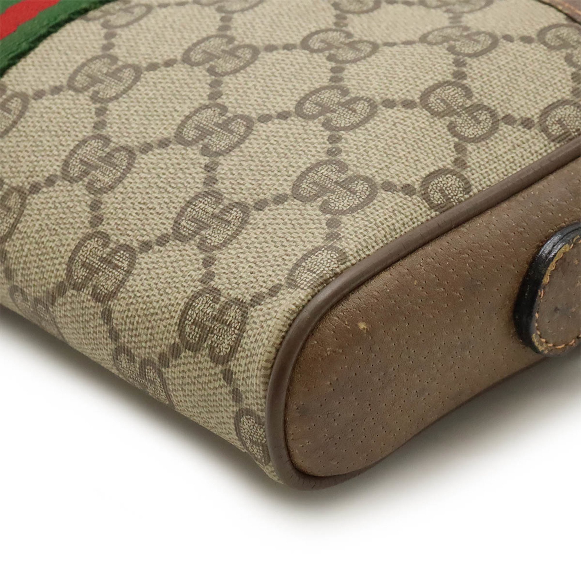 GUCCI Old Gucci GG Plus Sherry Line Shoulder Bag Pochette Beige Brown 89.02.055