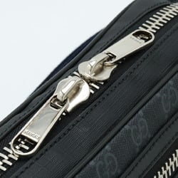 GUCCI GG Supreme Web Line Waist Bag, Body Belt PVC, Leather, Dark Gray, Black, 474293