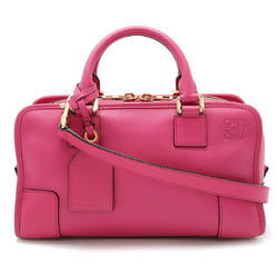 LOEWE Amazona 28 Anagram Handbag Boston Shoulder Bag Leather Pink 352.12.N03