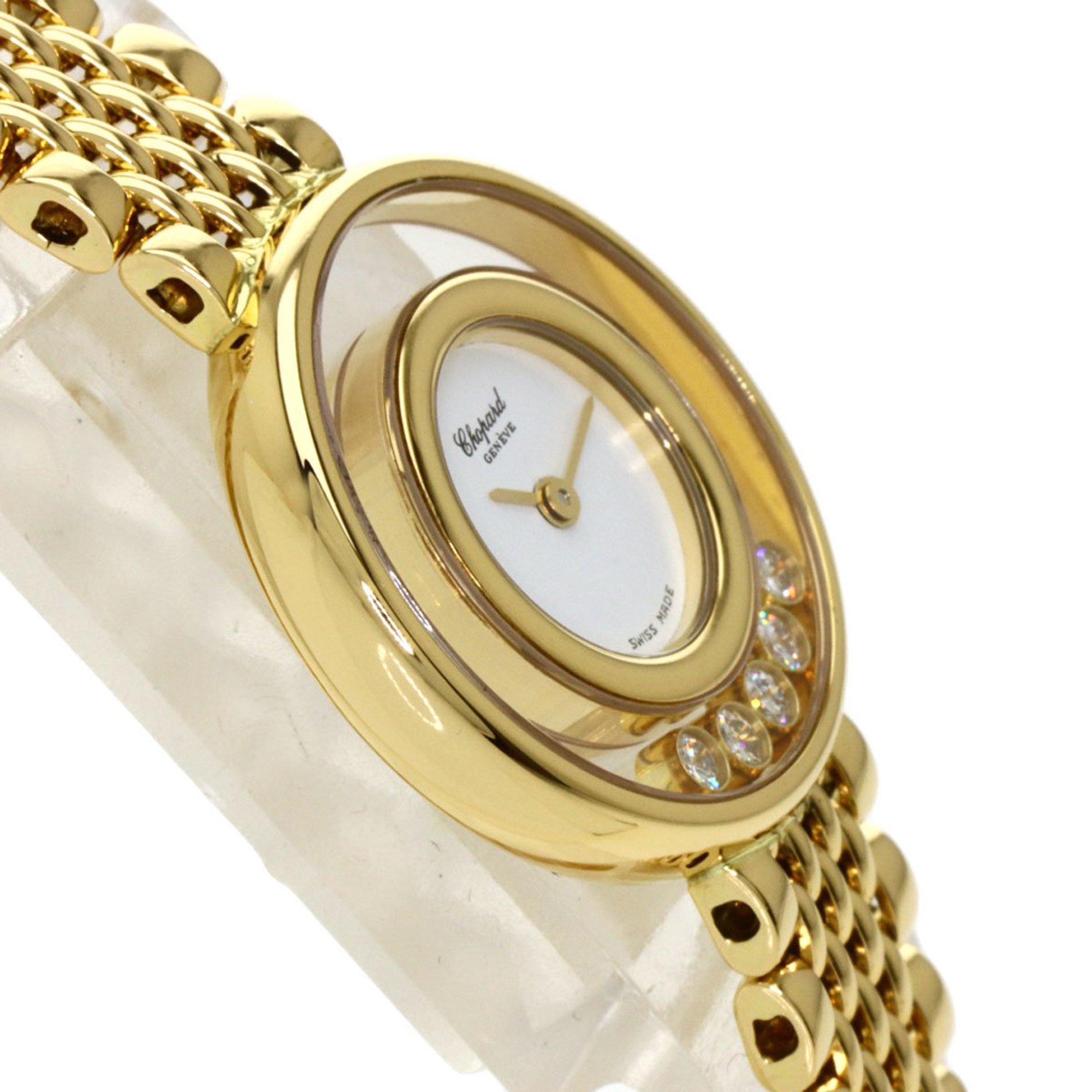 Chopard 20 6147 Happy Diamonds Factory Overhauled Watch K18 Yellow Gold K18YG Ladies