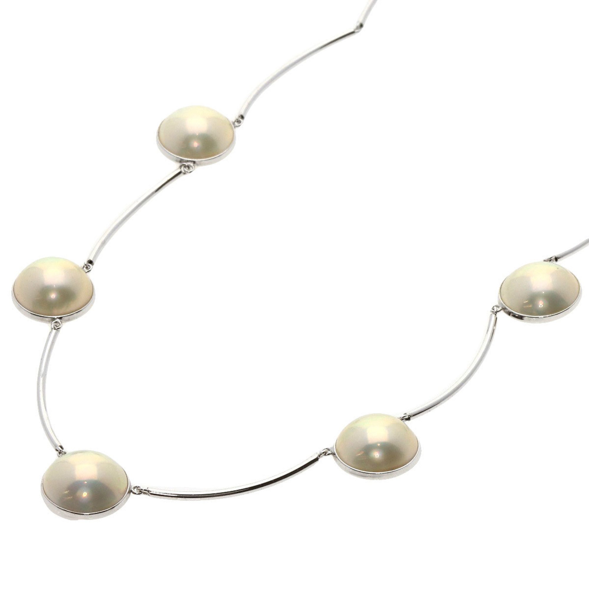 Seiko Mabe Pearl Necklace K14 White Gold K18WG Ladies