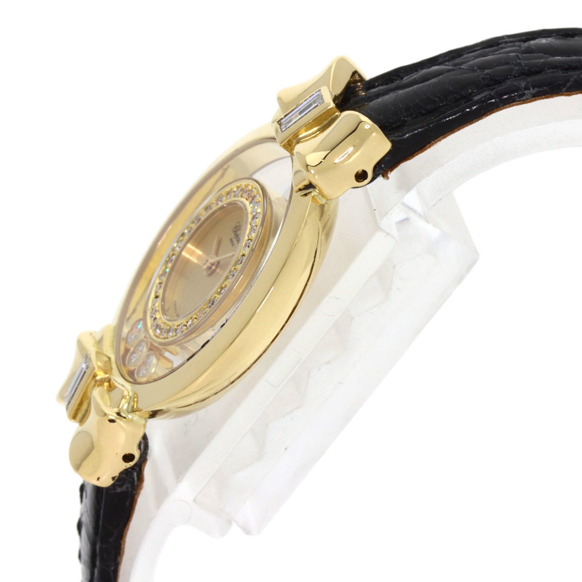 Chopard 20 5334 Happy Diamond Ribbon Watch, 18K Yellow Gold, Leather, Women's