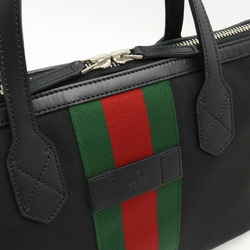 GUCCI Gucci Sherry Line Web Stripe Tote Bag Shoulder Nylon Canvas Leather Black 630923