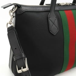 GUCCI Gucci Sherry Line Web Stripe Tote Bag Shoulder Nylon Canvas Leather Black 630923